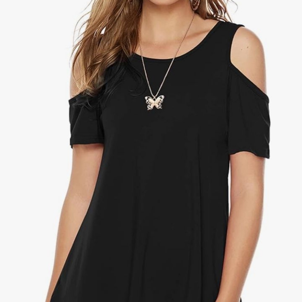 Black Cut Out Blouse with Flowing Fit